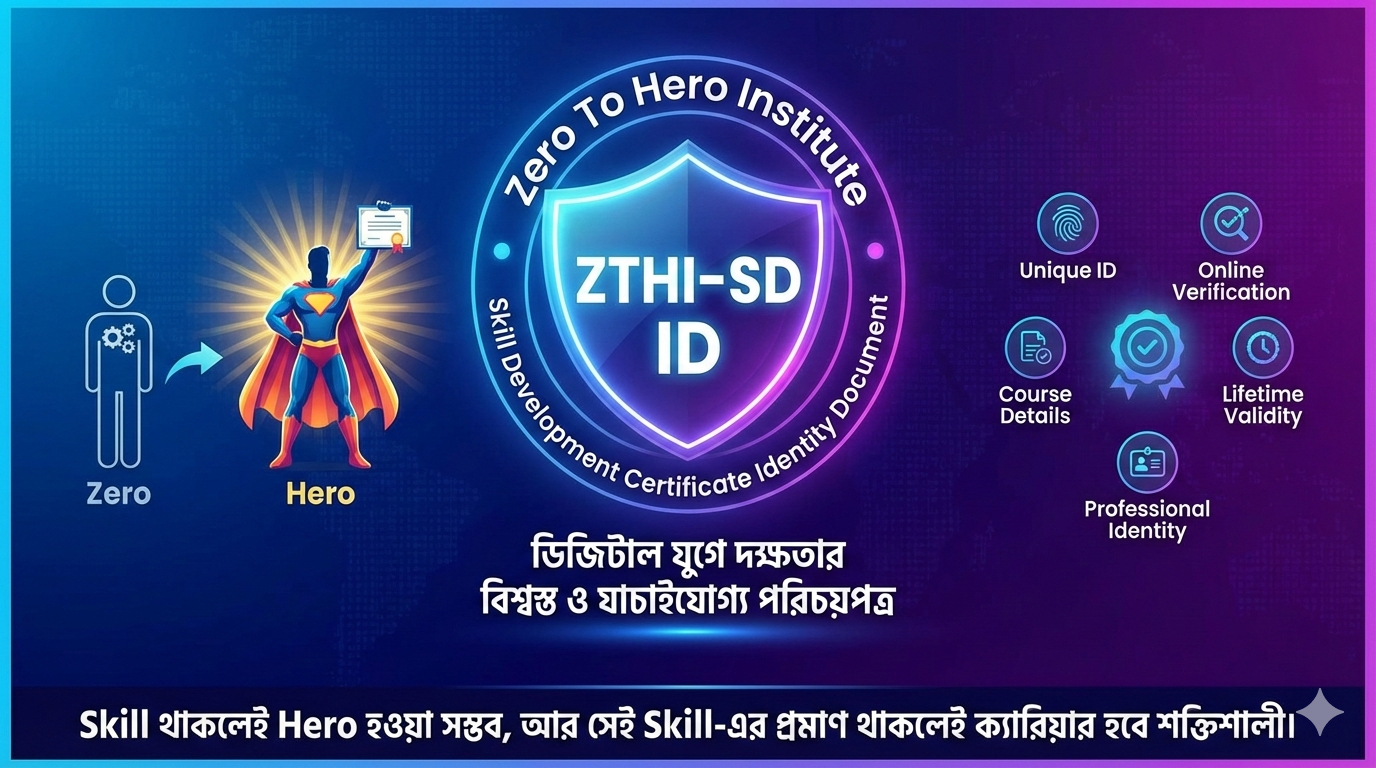 ZTHI-SD ID: Zero To Hero Institute – Skill Development Certificate Identity Document